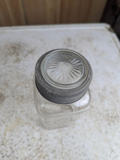 1930’s Blue Ribbon Vacuum Packed Glass Coffee Jar - view 3