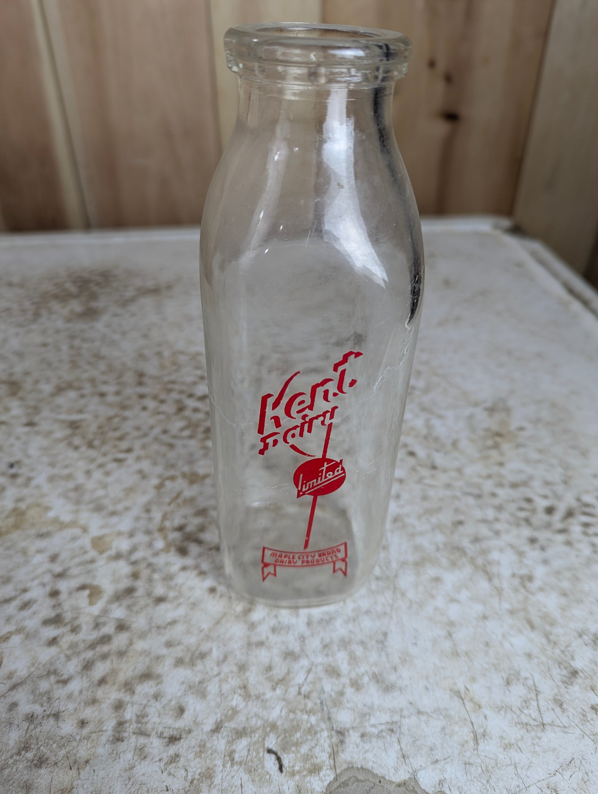 1930’s Kent Dairy Glass Milk Bottle