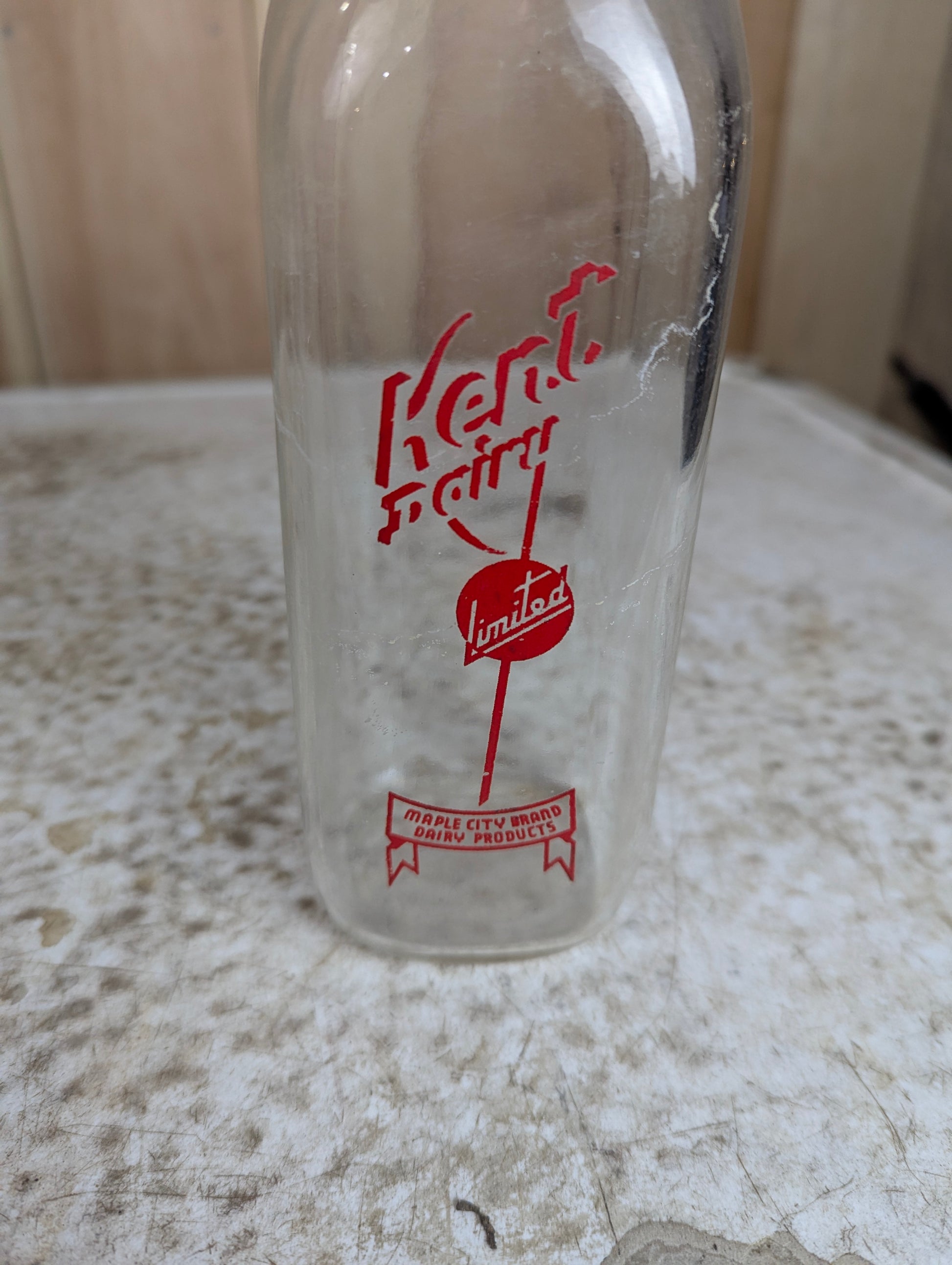 1930’s Kent Dairy Glass Milk Bottle - view 2