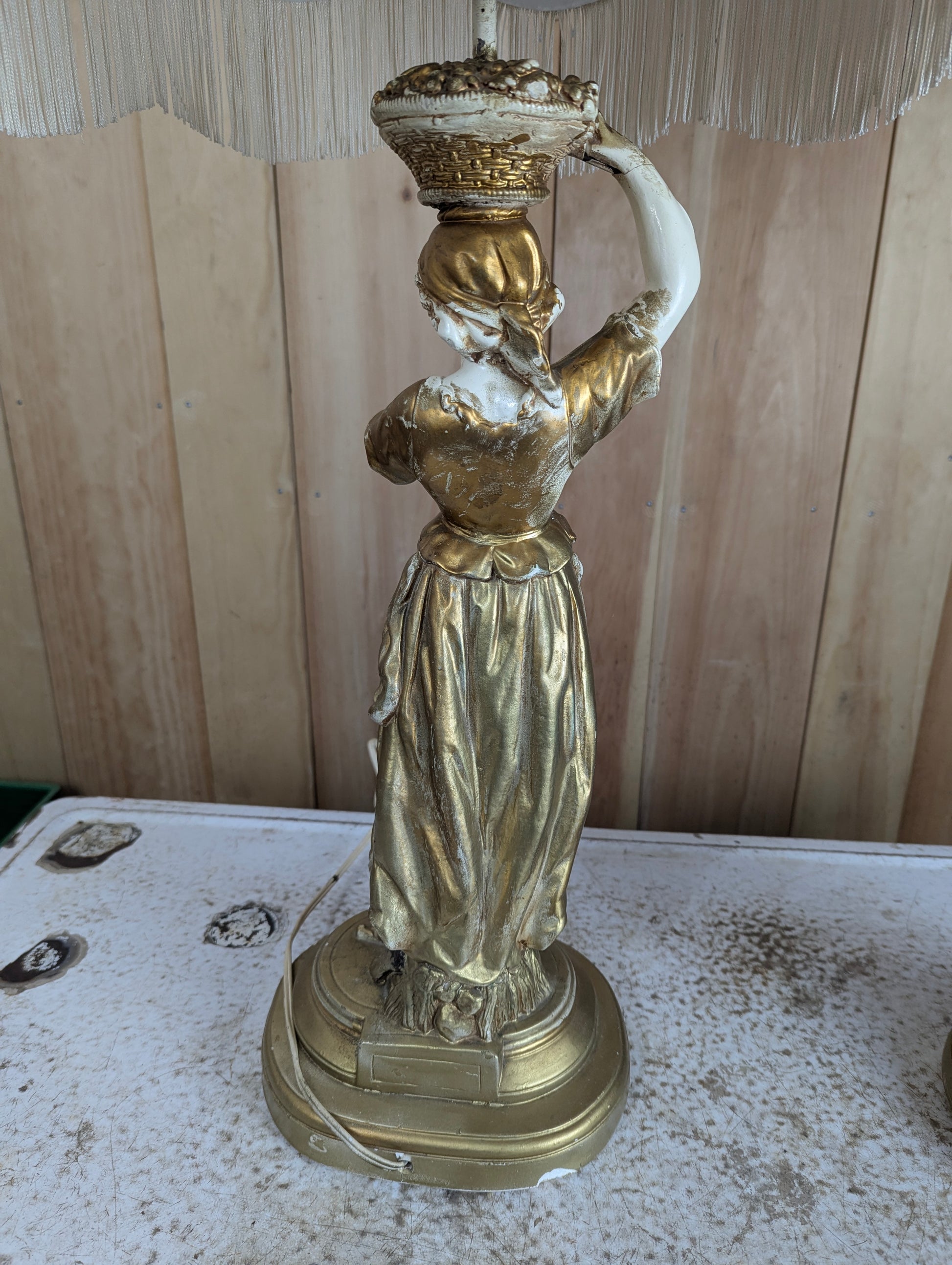1930’s Pair of Decorative Moreau Style Figural Table Lamps with Shades - view 8