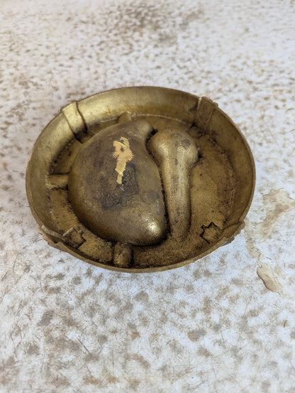 1930’s Solid Brass Ashtray with Pipe Stand - view 3