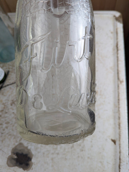 1930s Flirt 'De Luxe' Montreal 48oz Embossed Glass Soda Bottle - view 3