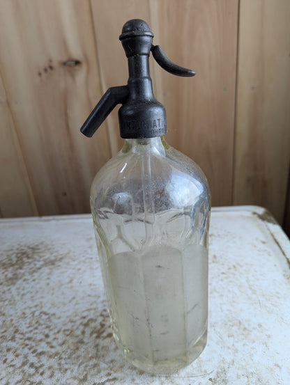 1930s International S.W. Soda Siphon Bottle - Broken Lip