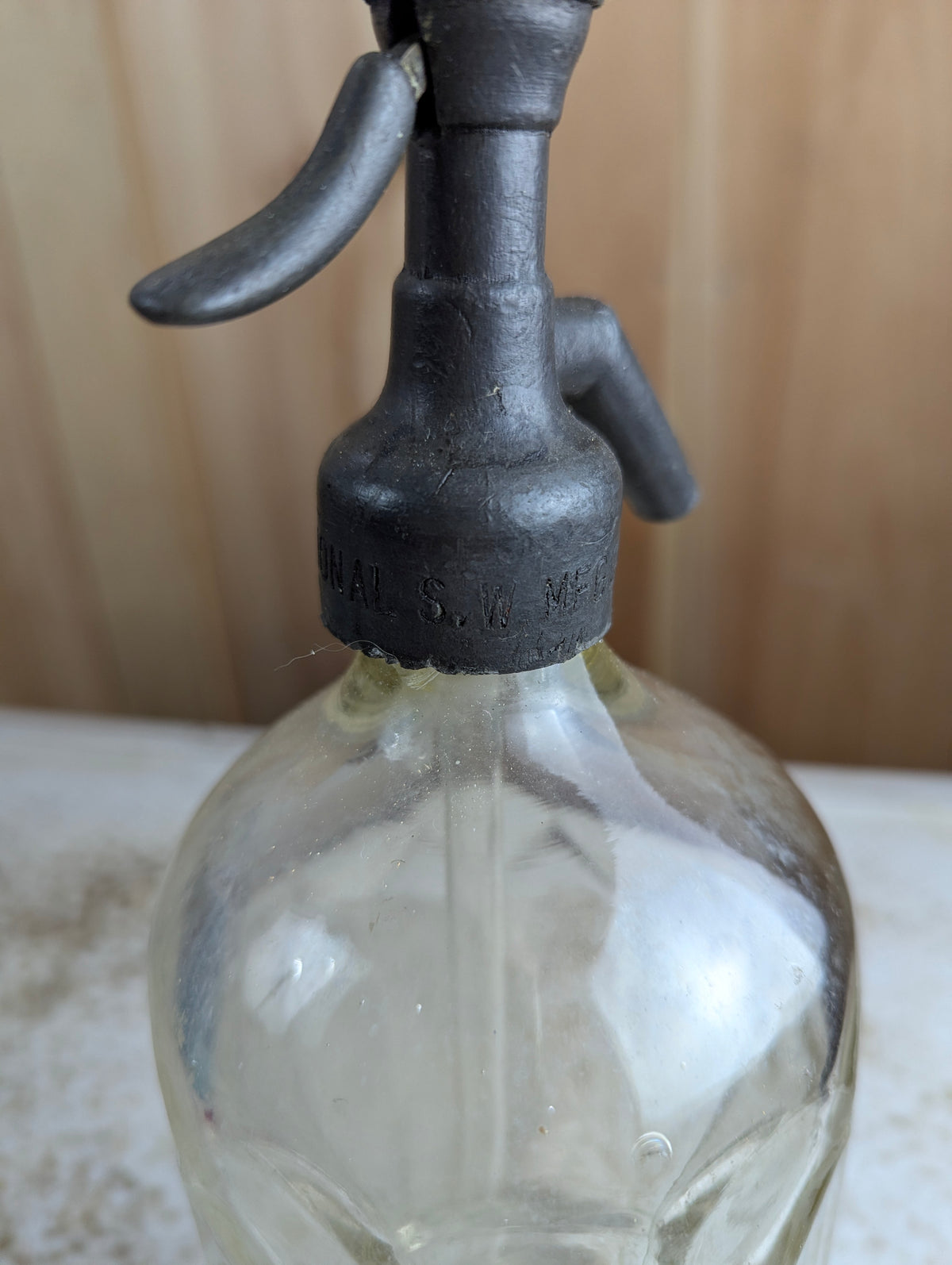 1930s International S.W. Soda Siphon Bottle - Broken Lip - view 4