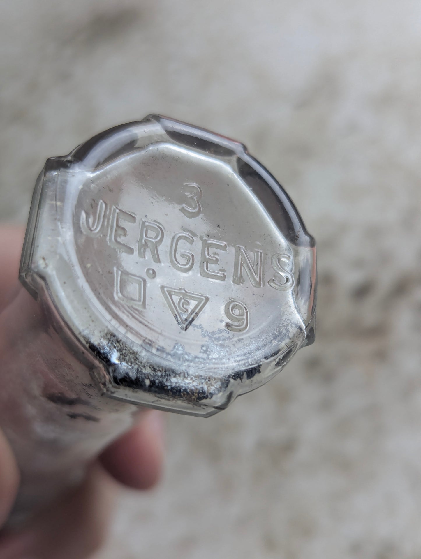 1930s Jergens Lotion Art Deco Clear Glass Bottle with Bakelite Cap - view 2