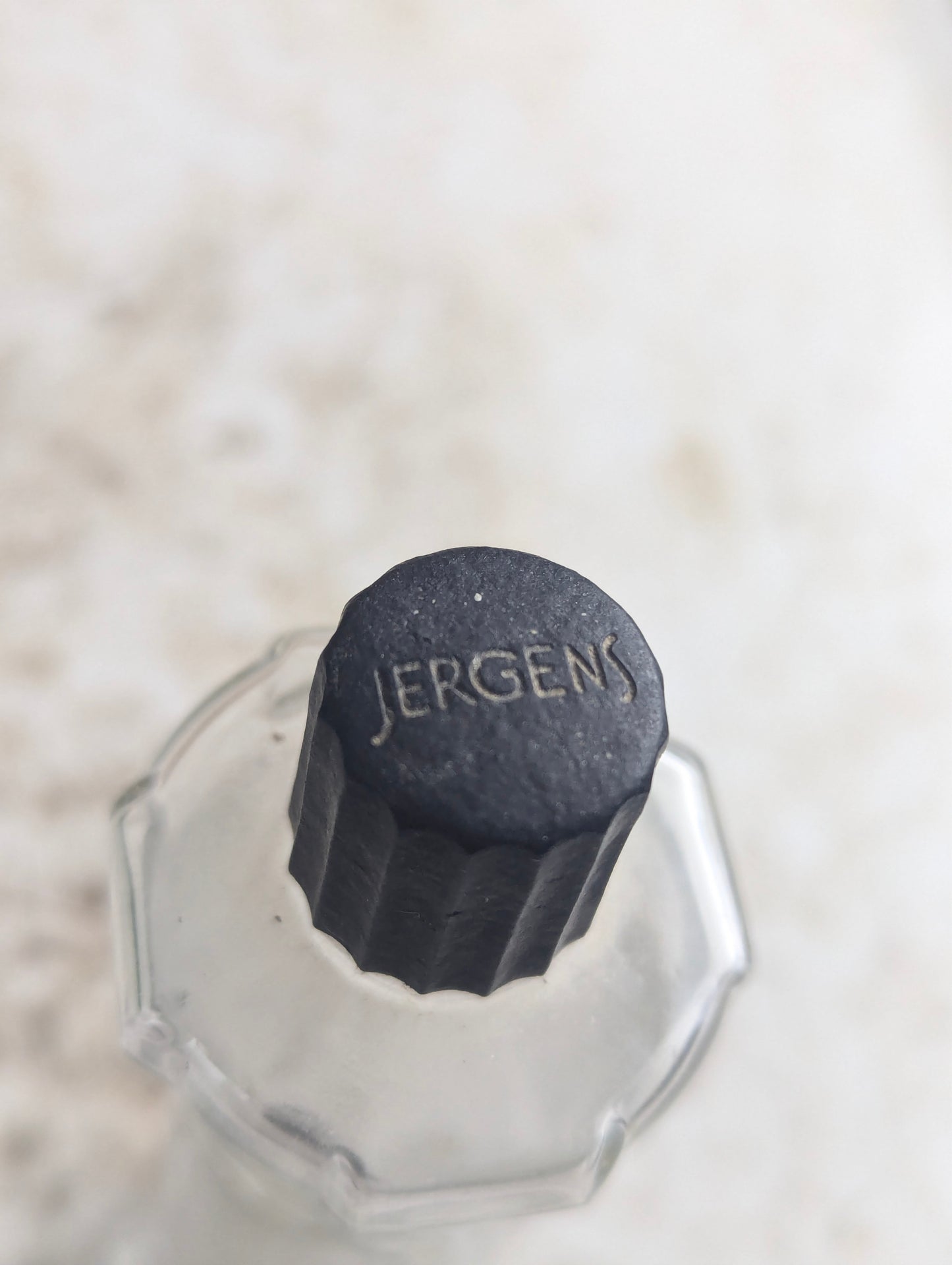 1930s Jergens Lotion Art Deco Clear Glass Bottle with Bakelite Cap - view 4