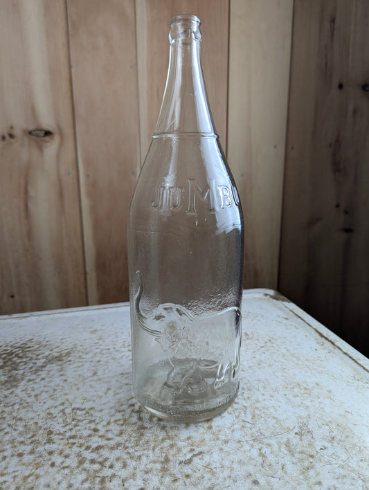 1930s Jumbo Beverage 60oz W. Bissonnette Embossed Glass Soda Bottle