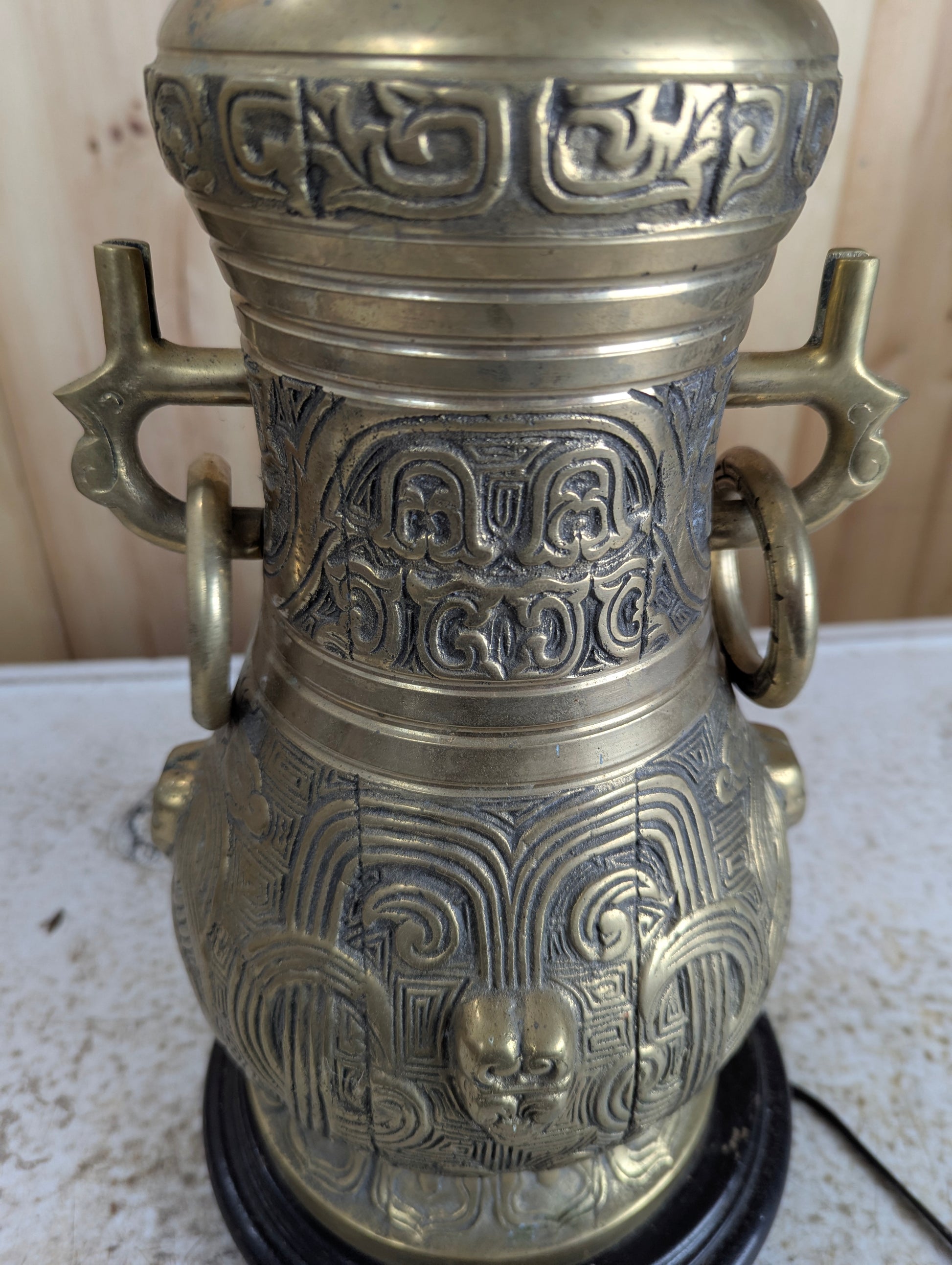 1940’s James Mont Style Hollywood Regency Asian Design Brass Table Lamp - view 6