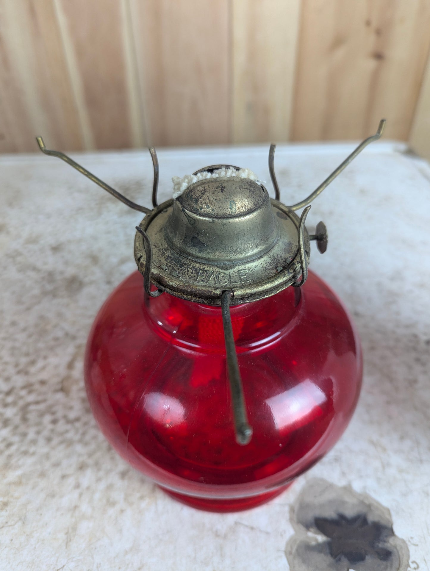 1940’s Oil lamp with Milk Glass Chimney - view 3