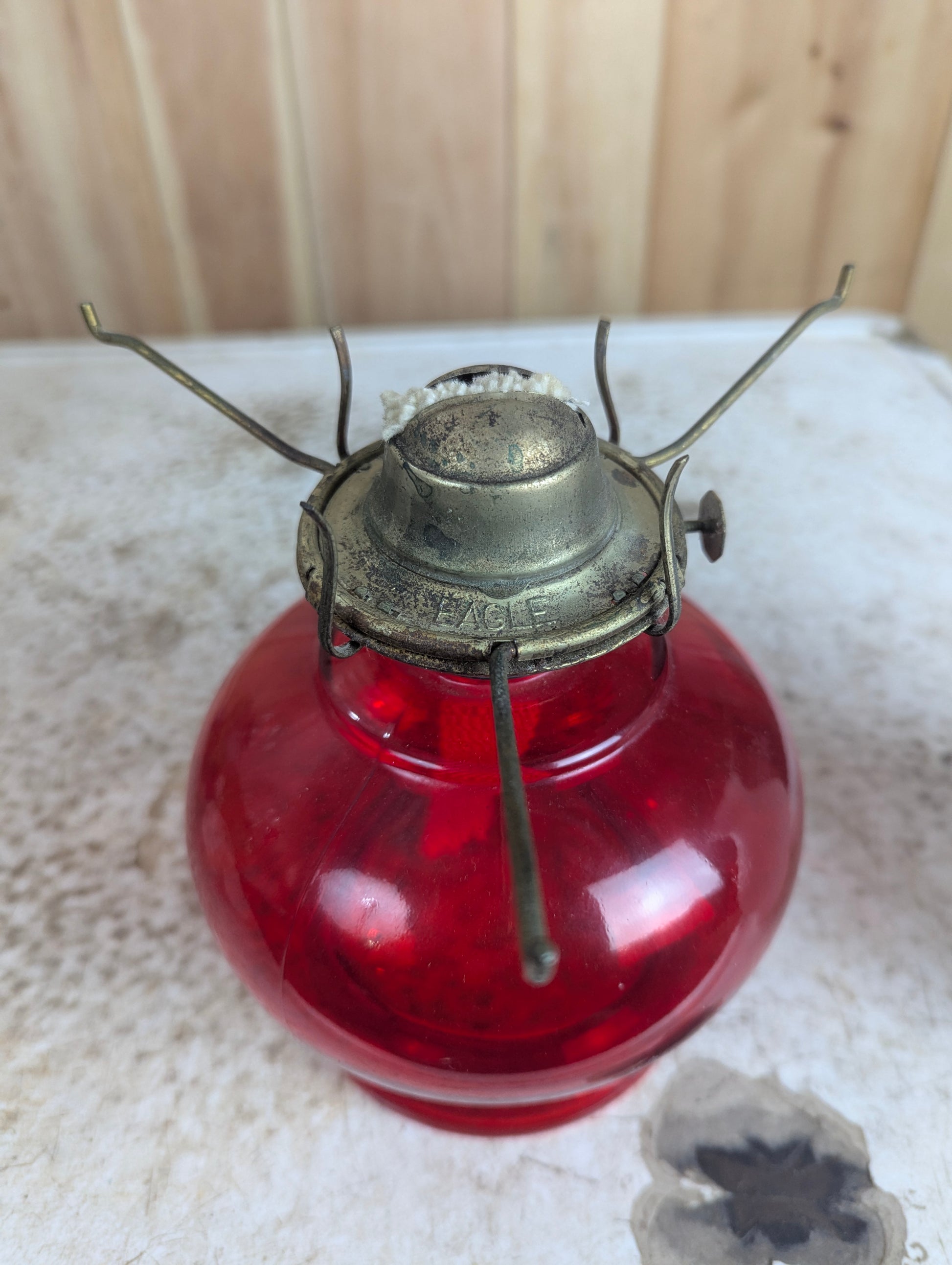 1940’s Oil lamp with Milk Glass Chimney - view 3