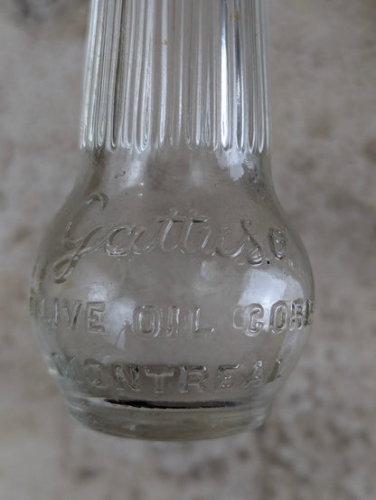 1940’s Vintage Gattuso 4 Fl Oz Pure Olive Oil Glass Bottle - view 4