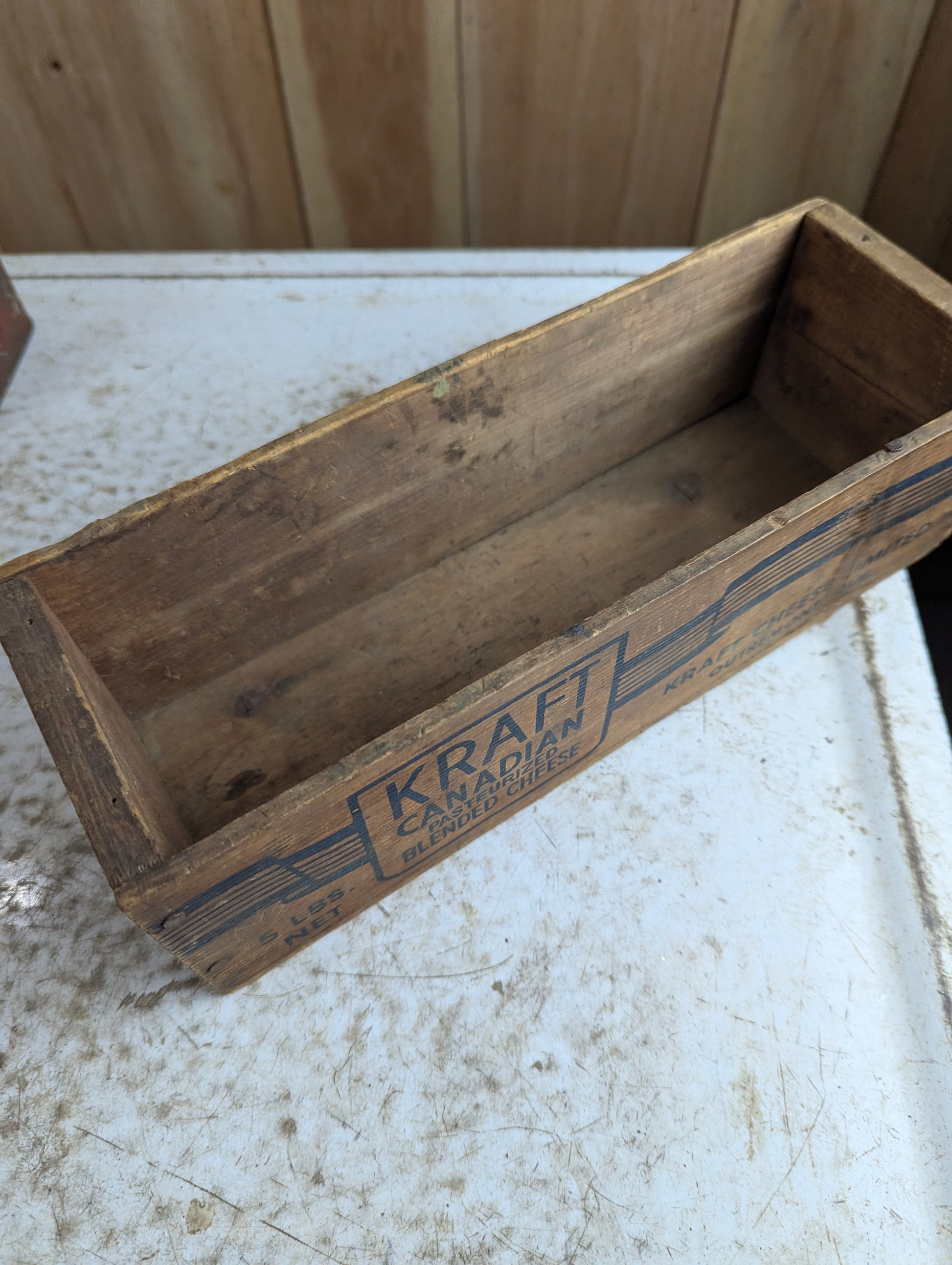 1940s Vintage 5 lb Wood Kraft Canadian Cheese Crate Box - view 2