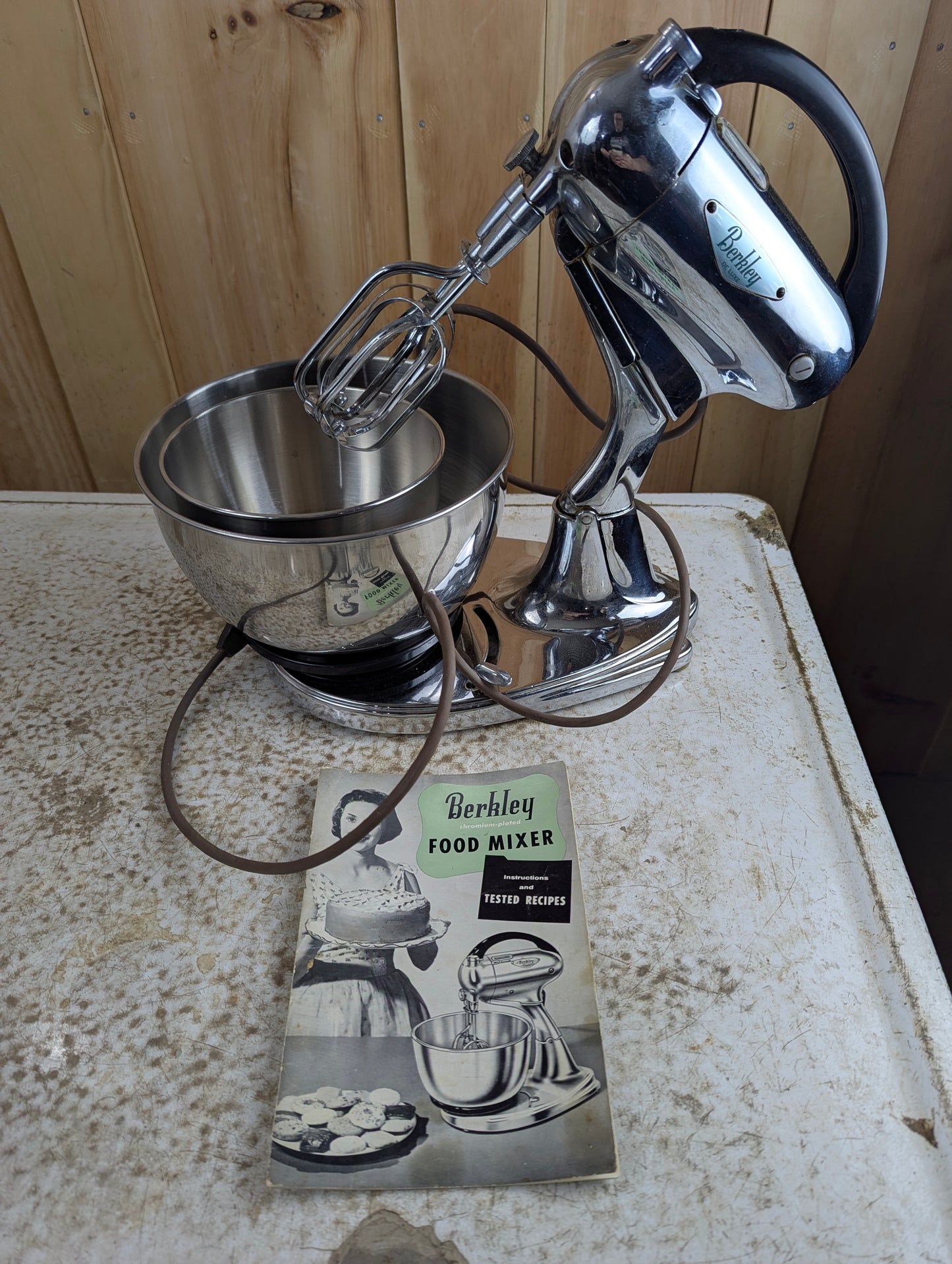 1950s Berkley Deluxe Food Mixer with 2 Bowls and Manual