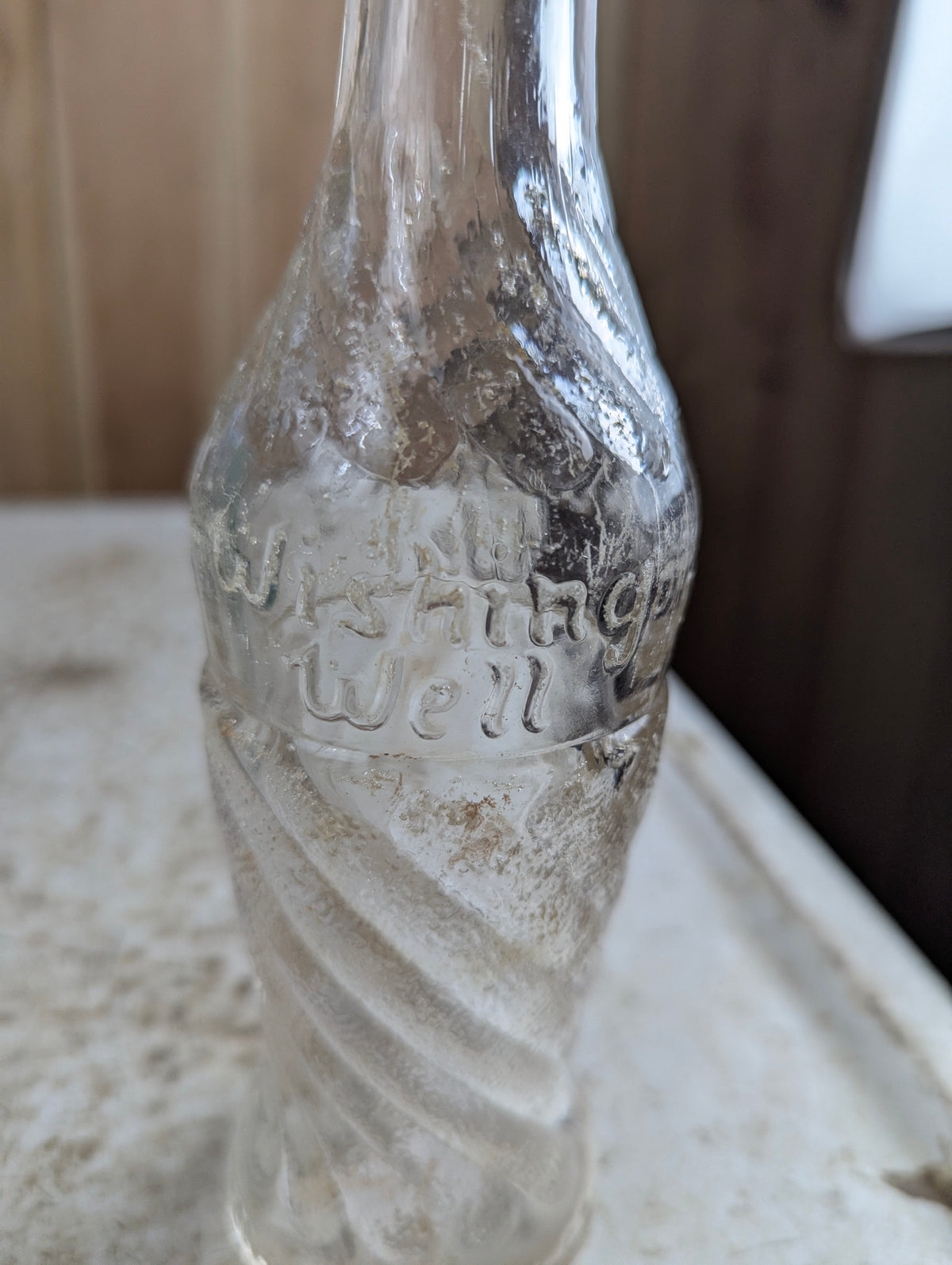 1950s Wishing Well 6.5oz Embossed Swirl Glass Bottle - view 2