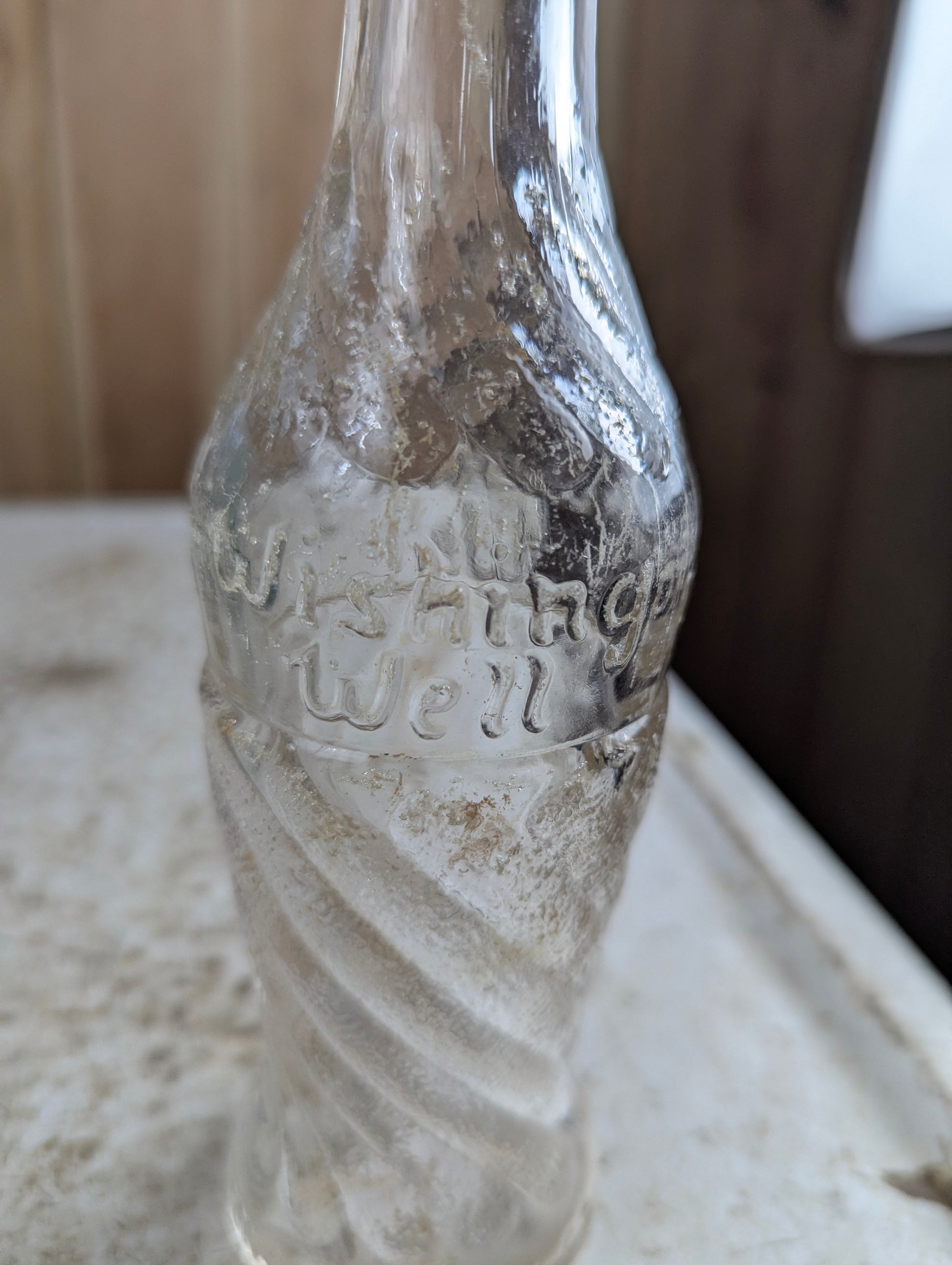 1950s Wishing Well 6.5oz Embossed Swirl Glass Bottle - view 2
