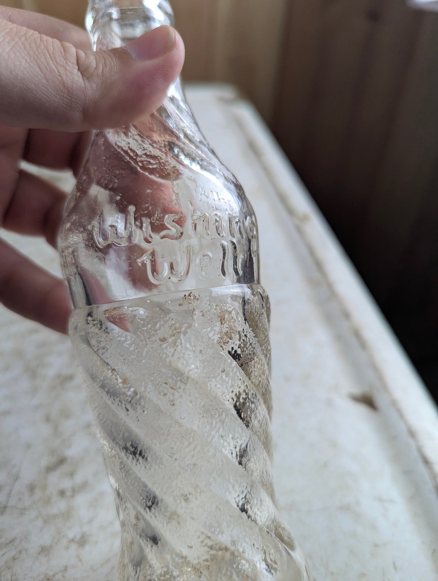 1950s Wishing Well 6.5oz Embossed Swirl Glass Bottle - view 4