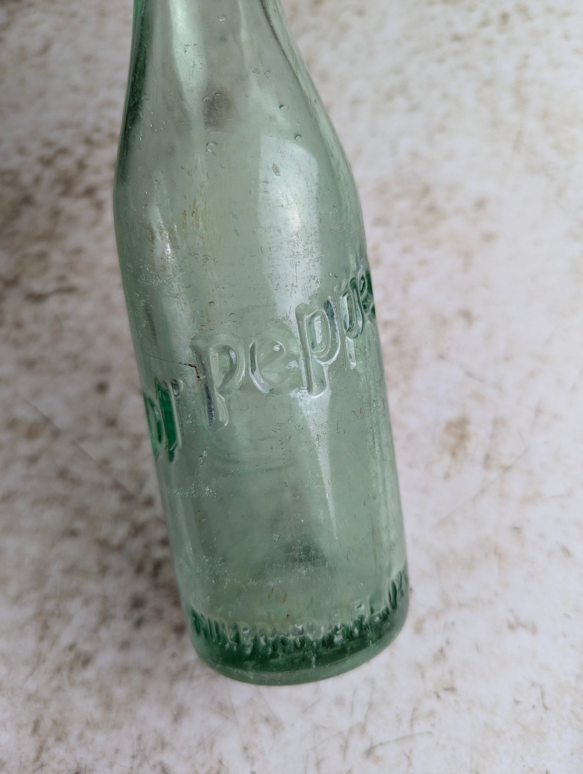 1958 6oz Green Glass Dr. Pepper Embossed Soda Bottle - view 4