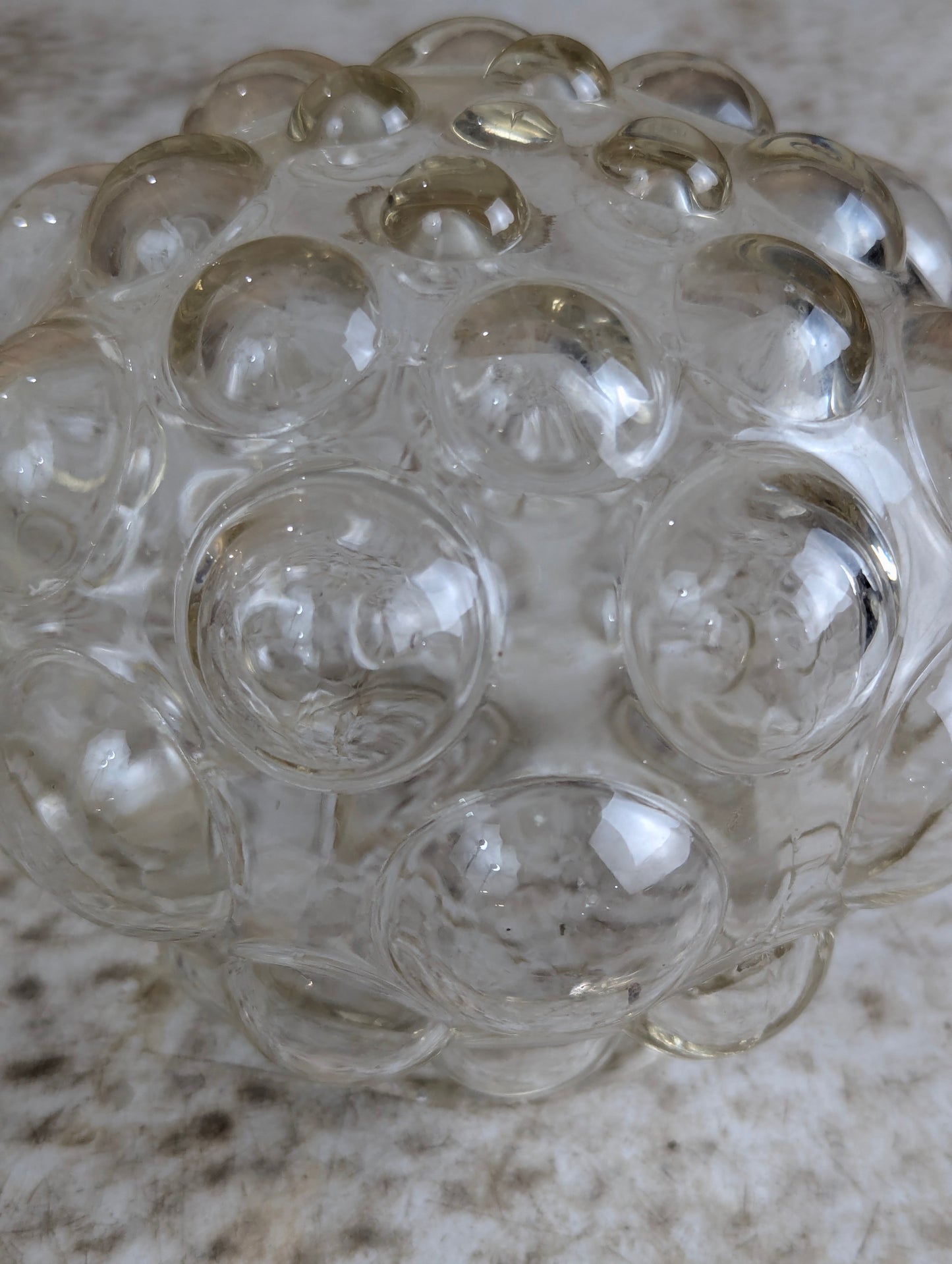 1960’s Vintage Bubble Clear Glass Round Lamp Shade - view 2
