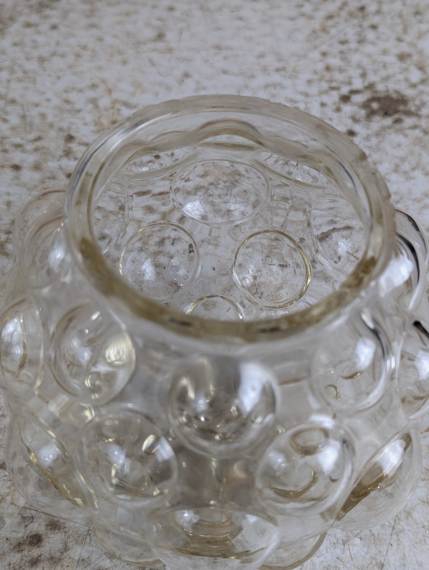 1960’s Vintage Bubble Clear Glass Round Lamp Shade - view 3