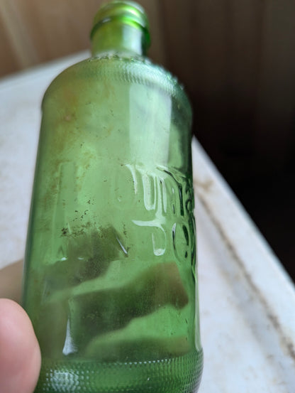 1960s Mountain Dew 10oz Stubby Embossed Green Glass Soda Bottle - view 2
