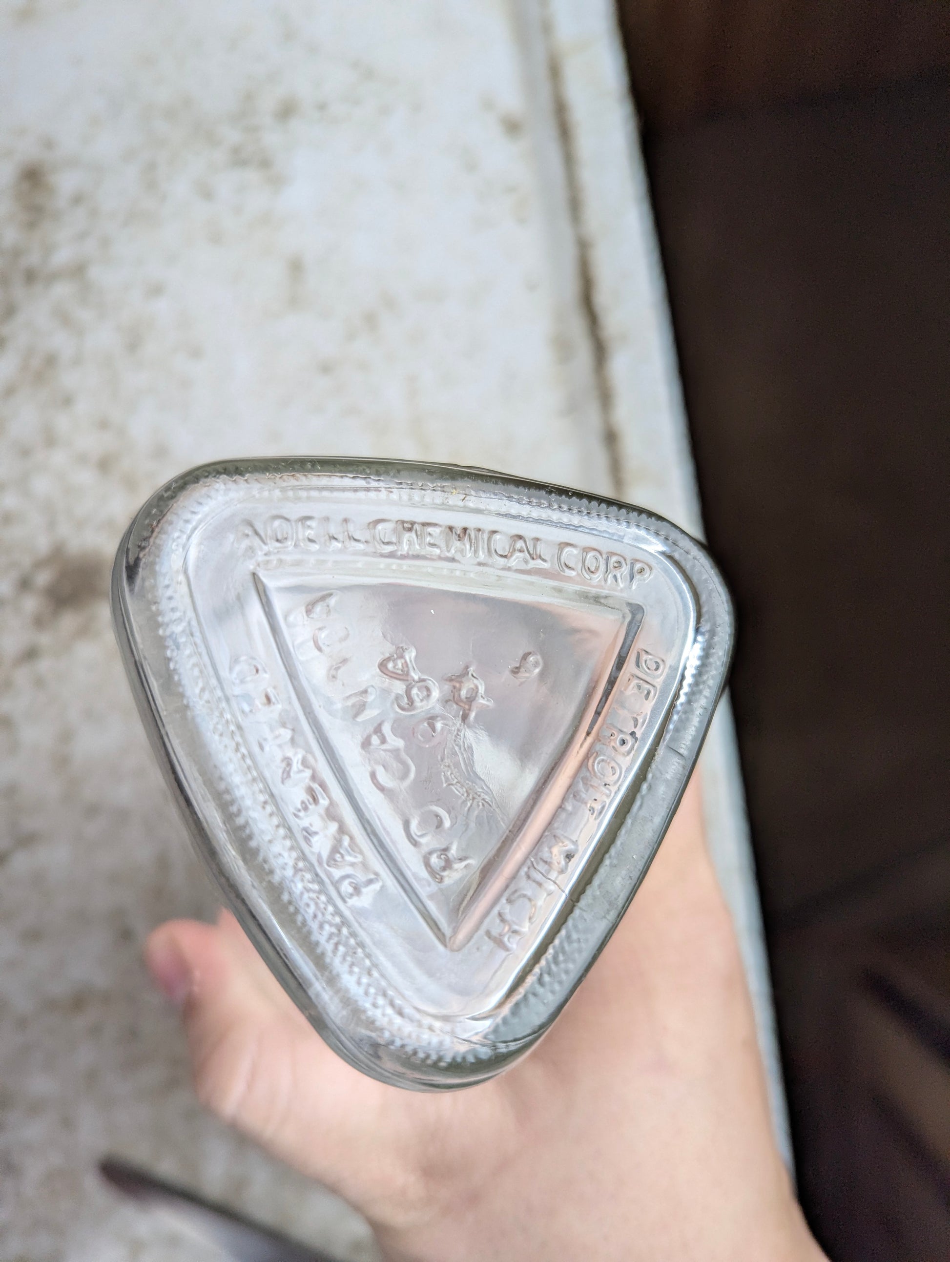1964 Adell Chemical GM Anti-freeze Triangular Bottle with Cap - view 3