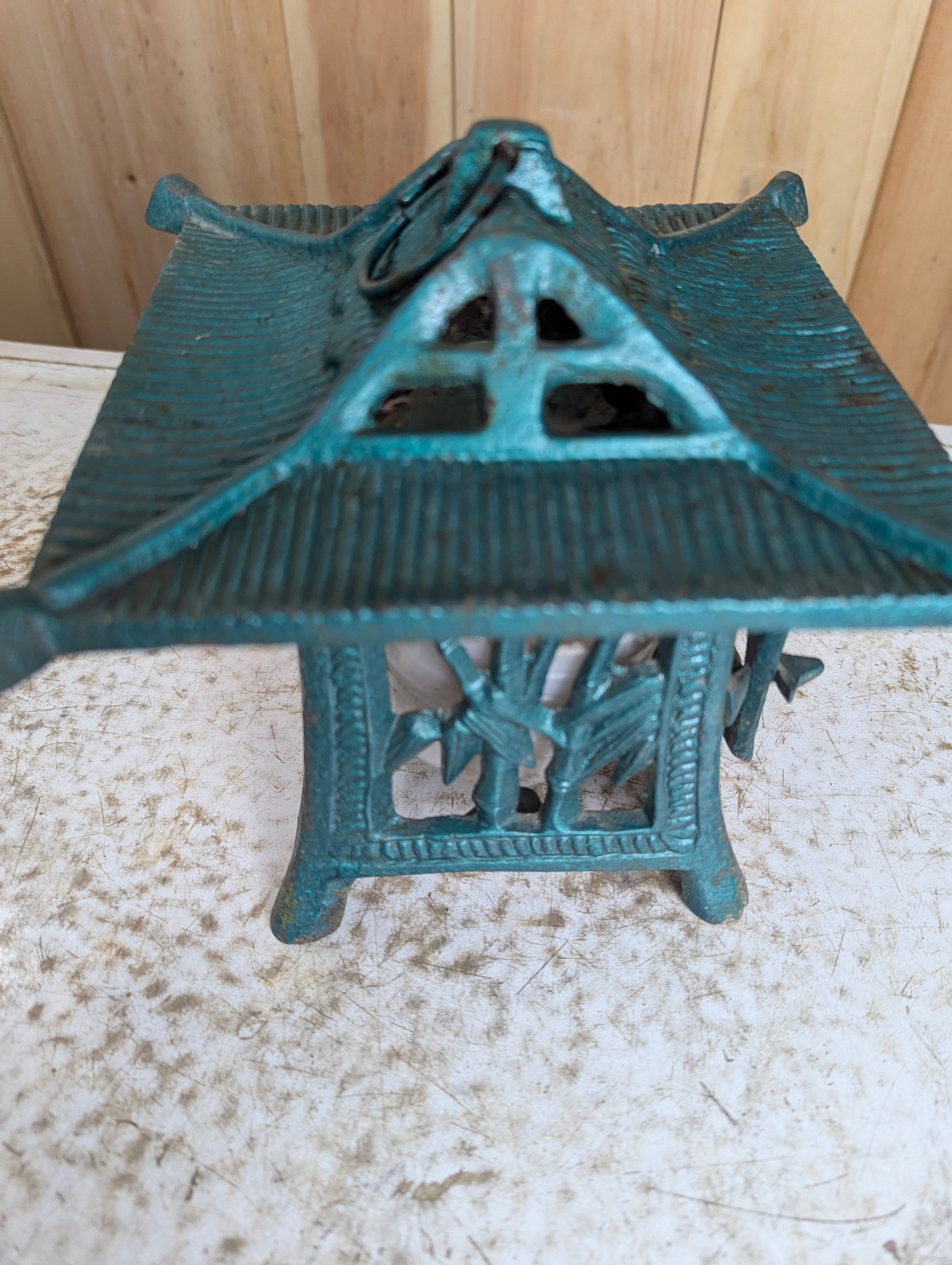 1970’s Cast Iron Japanese Style Pagoda Hanging Garden Lamp - view 3