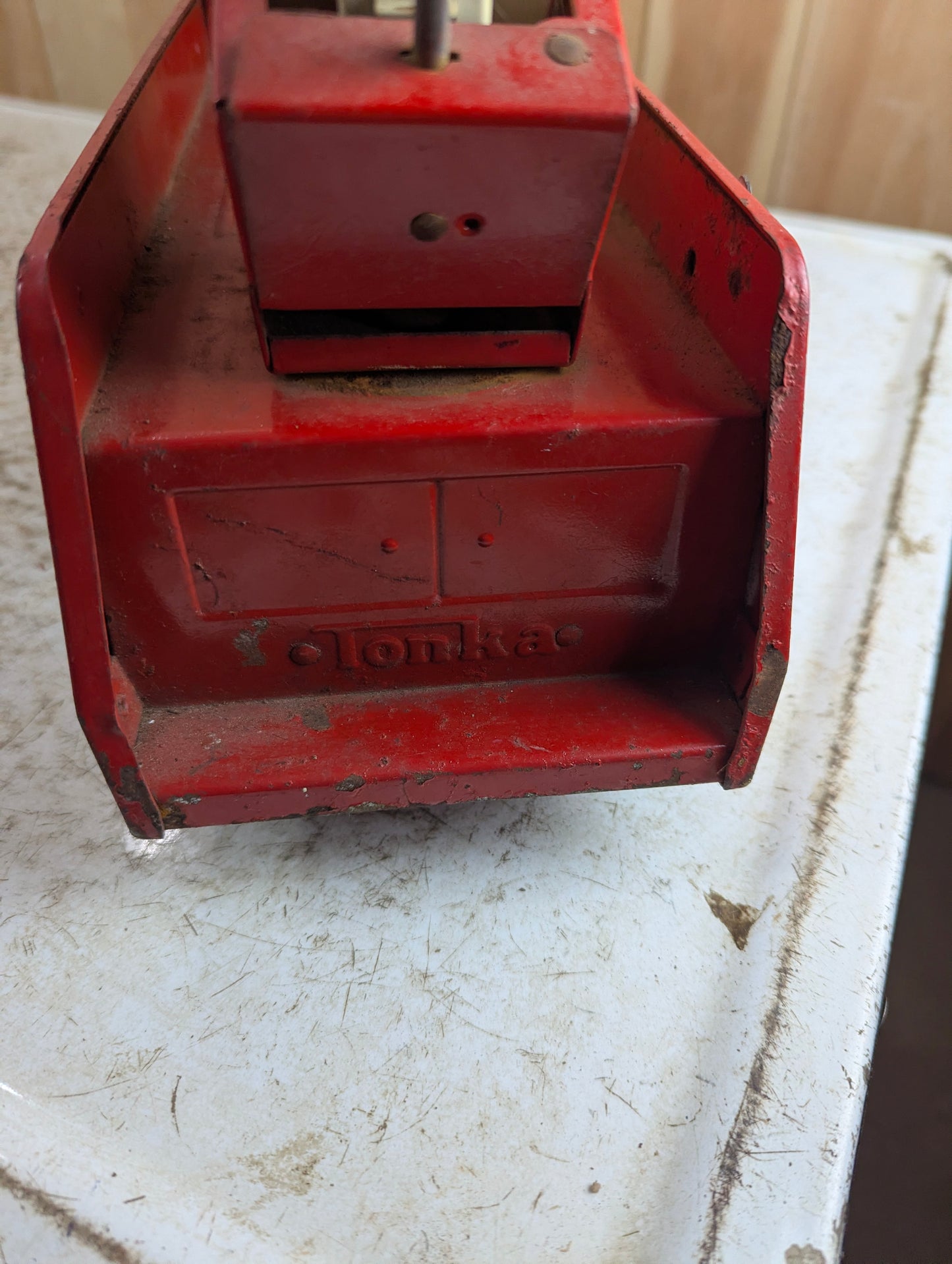 1970s Tonka Pressed Steel Aerial Swivel Ladder #2 Red Fire Truck - view 6