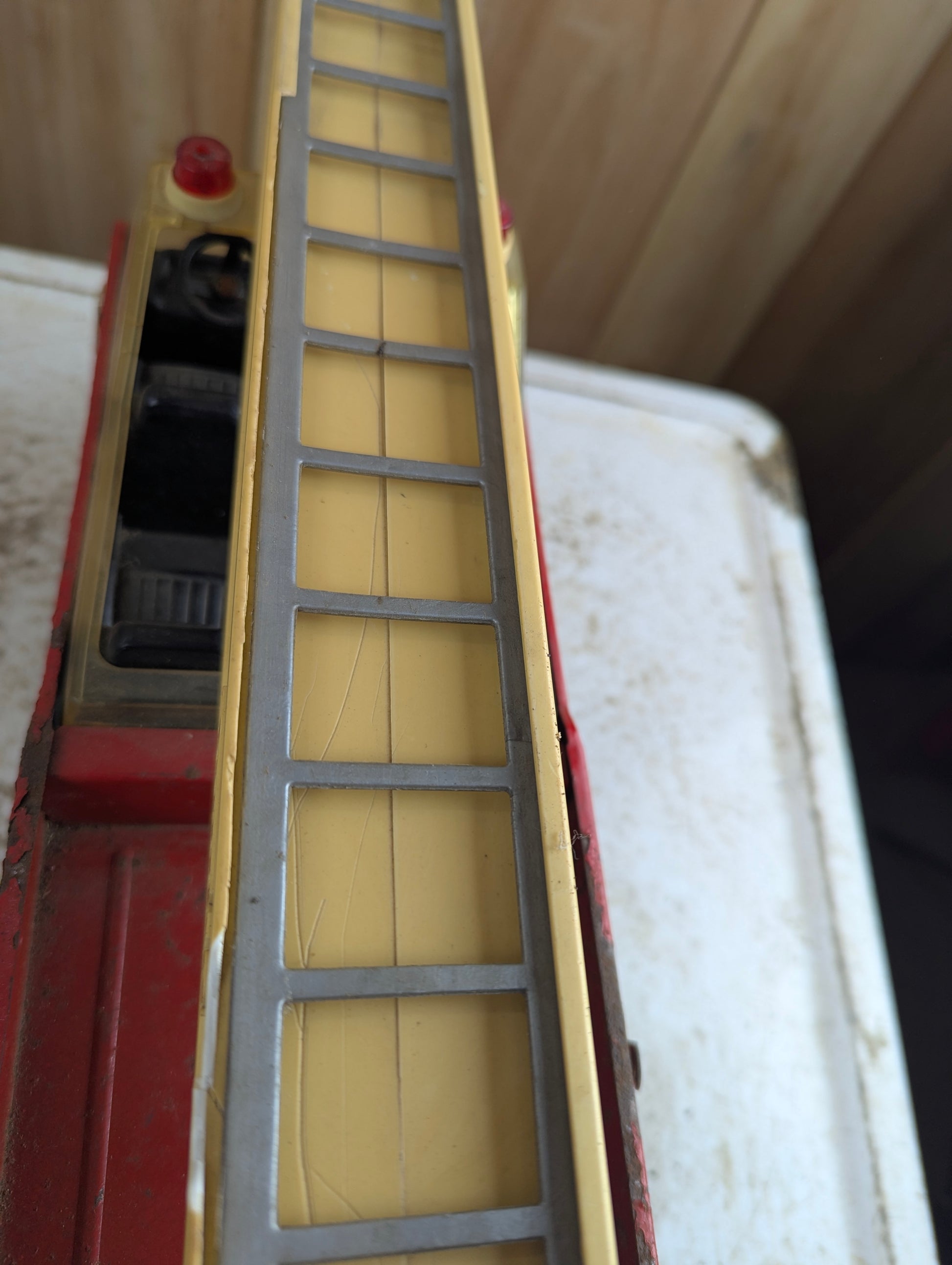 1970s Tonka Pressed Steel Aerial Swivel Ladder #2 Red Fire Truck - view 8