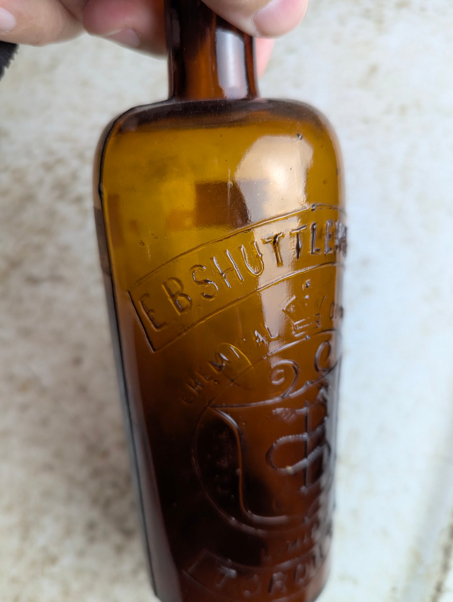 19th Century E.B. Shuttleworth Chemical Company Amber Glass Sulfuric Acid Bottle - view 2