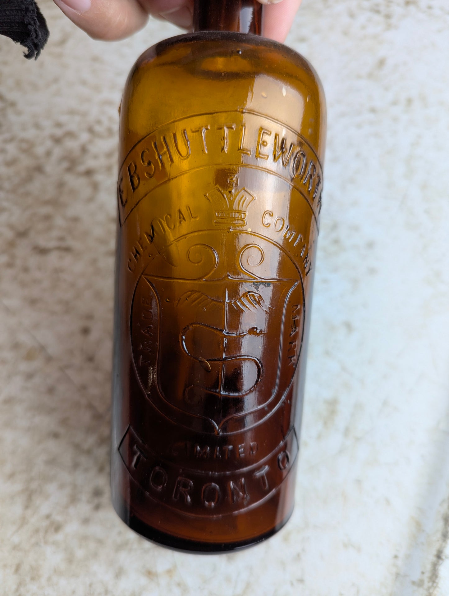 19th Century E.B. Shuttleworth Chemical Company Amber Glass Sulfuric Acid Bottle - view 4