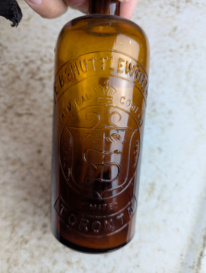 19th Century E.B. Shuttleworth Chemical Company Amber Glass Sulfuric Acid Bottle - view 4