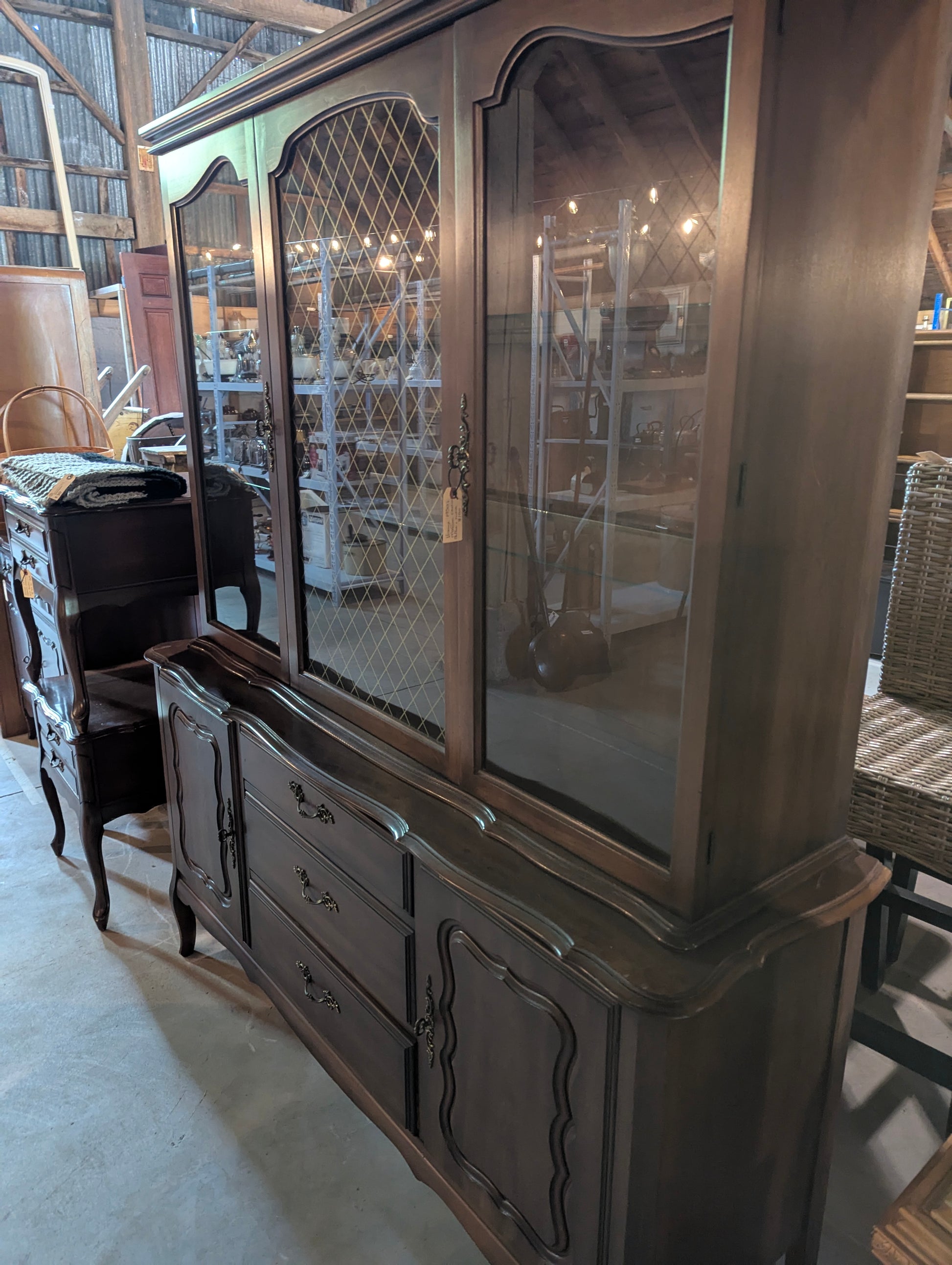 2 Piece Vintage Buffet Hutch