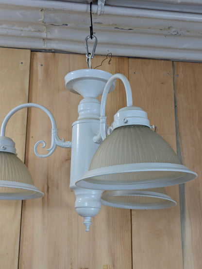 3-Light Hanging Light with Ribbed Glass Shades