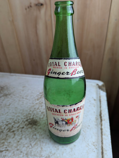 30oz Royal Charger Toronto Green Glass Paper Label Soda Bottle