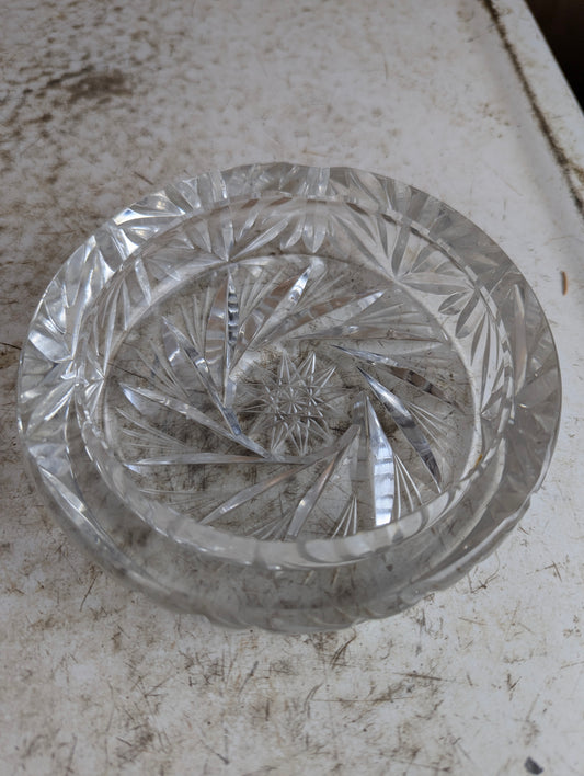 5 1/2" Round Cut Crystal Ashtray