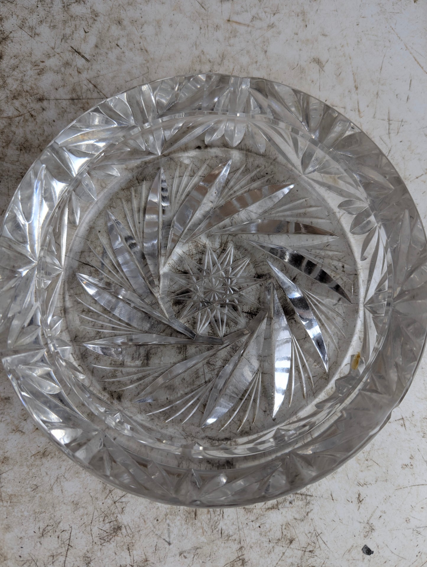 5 1/2" Round Cut Crystal Ashtray - view 2