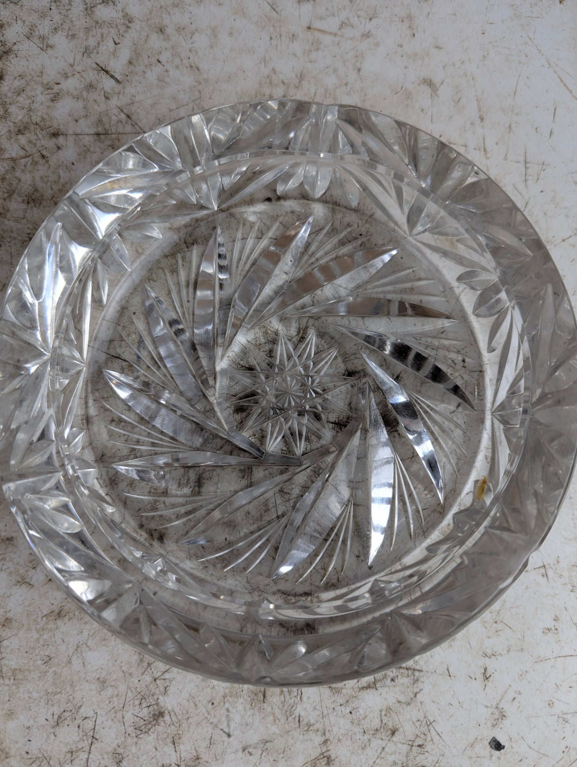 5 1/2" Round Cut Crystal Ashtray - view 2