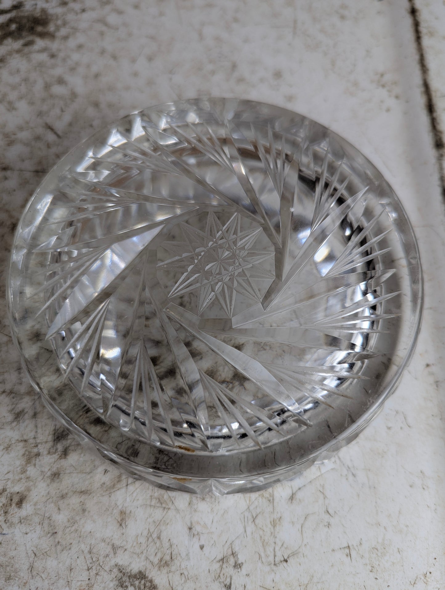 5 1/2" Round Cut Crystal Ashtray - view 3