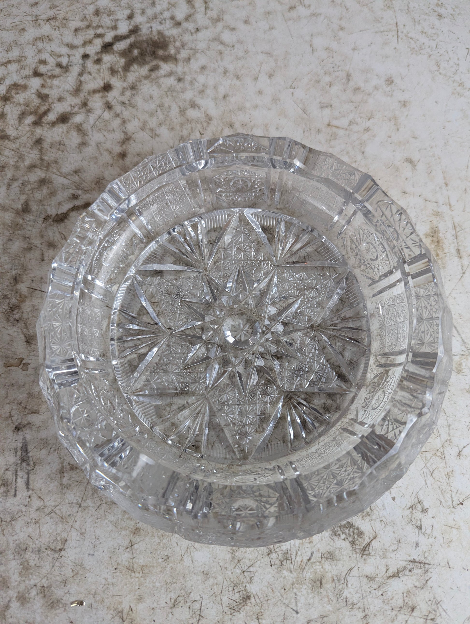 6" Cut Crystal Ashtray - view 2