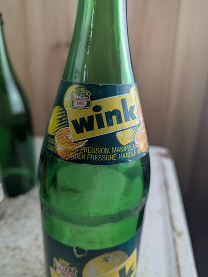 750mL Canada Dry Wink Green Glass Paper Label Soda Bottle with Cap - view 2