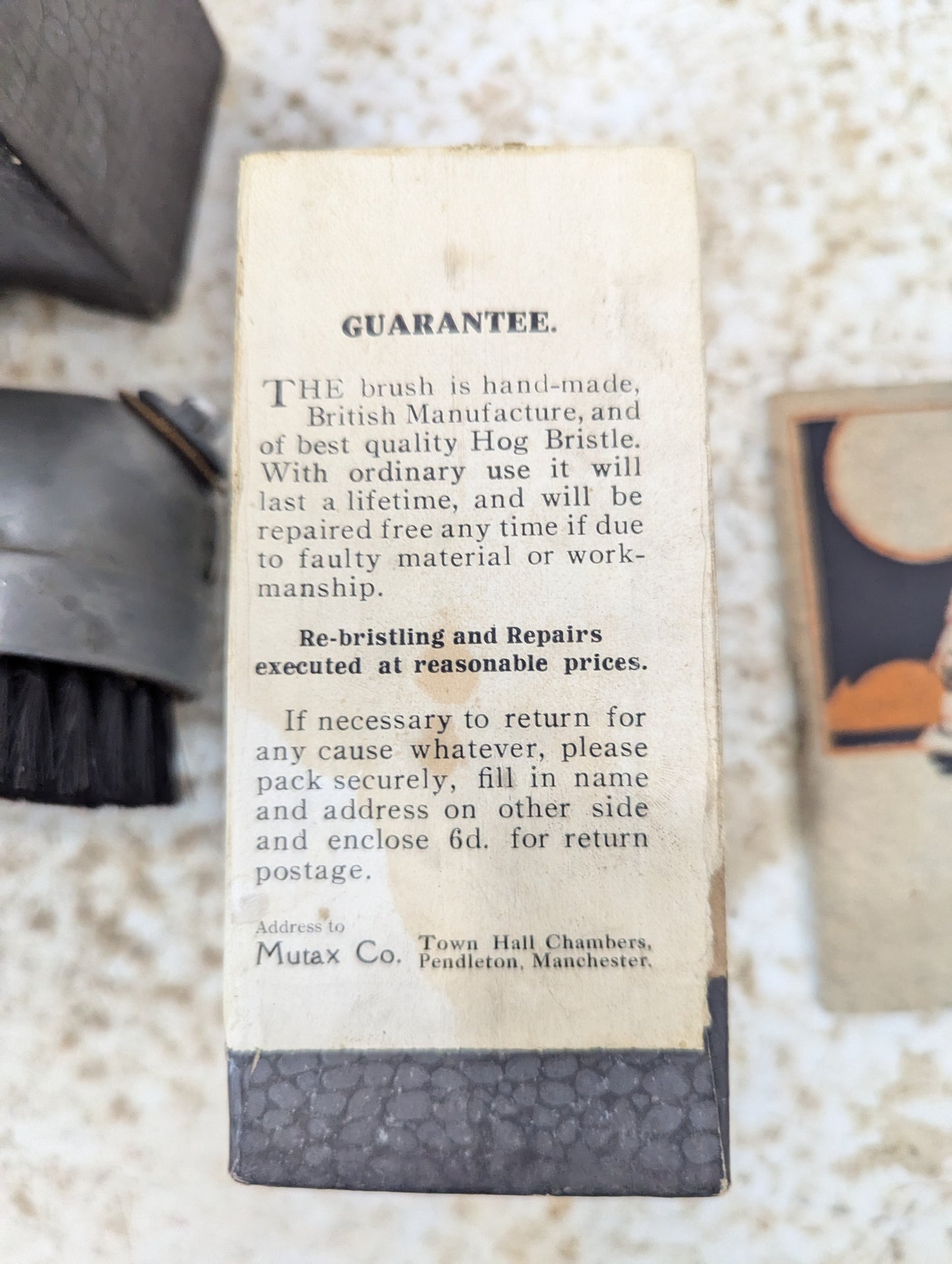 Antique Mutax Dry Cleaning Clothes Brush in Original Box with Instruction Booklet