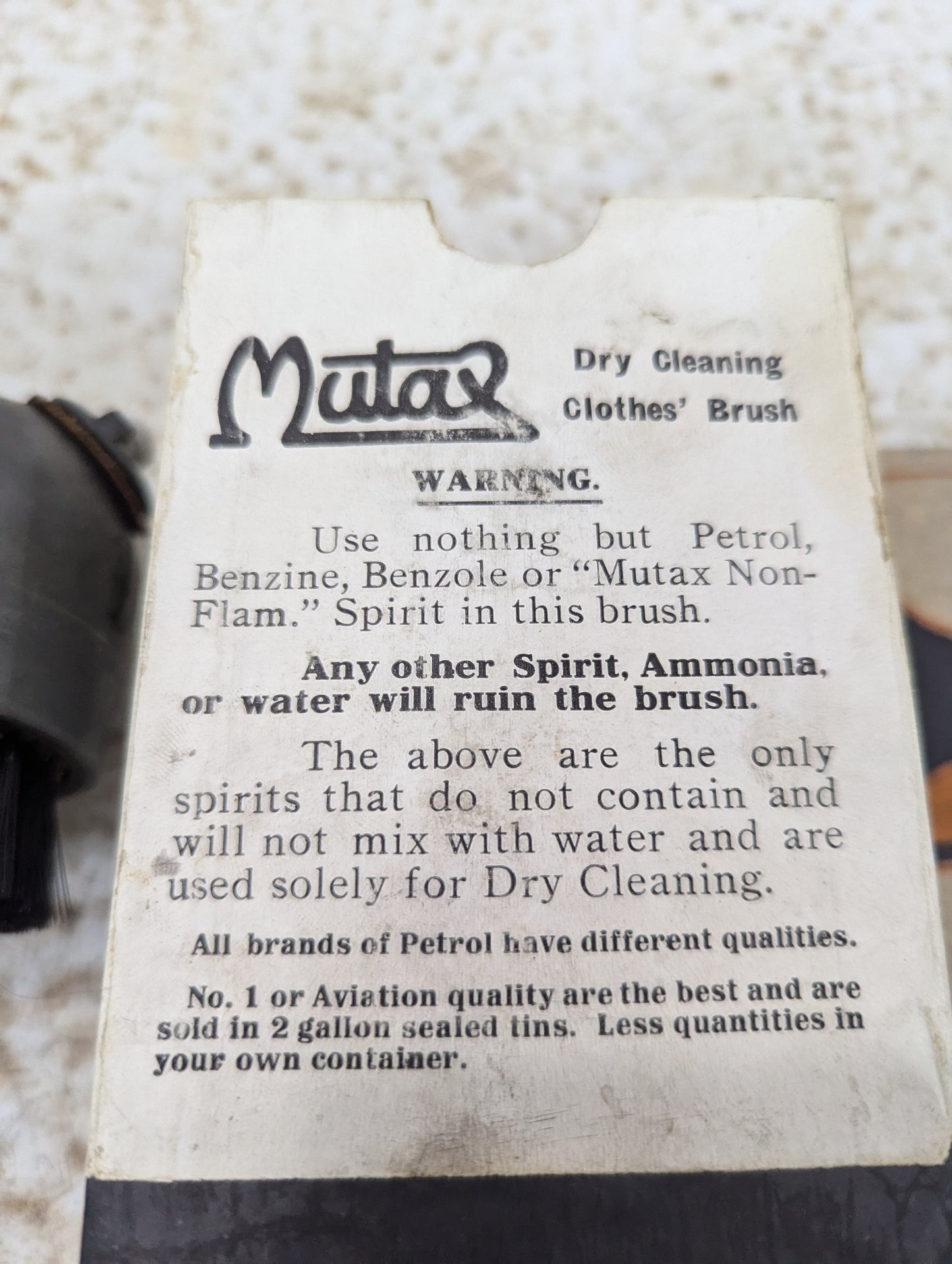 Antique Mutax Dry Cleaning Clothes Brush in Original Box with Instruction Booklet