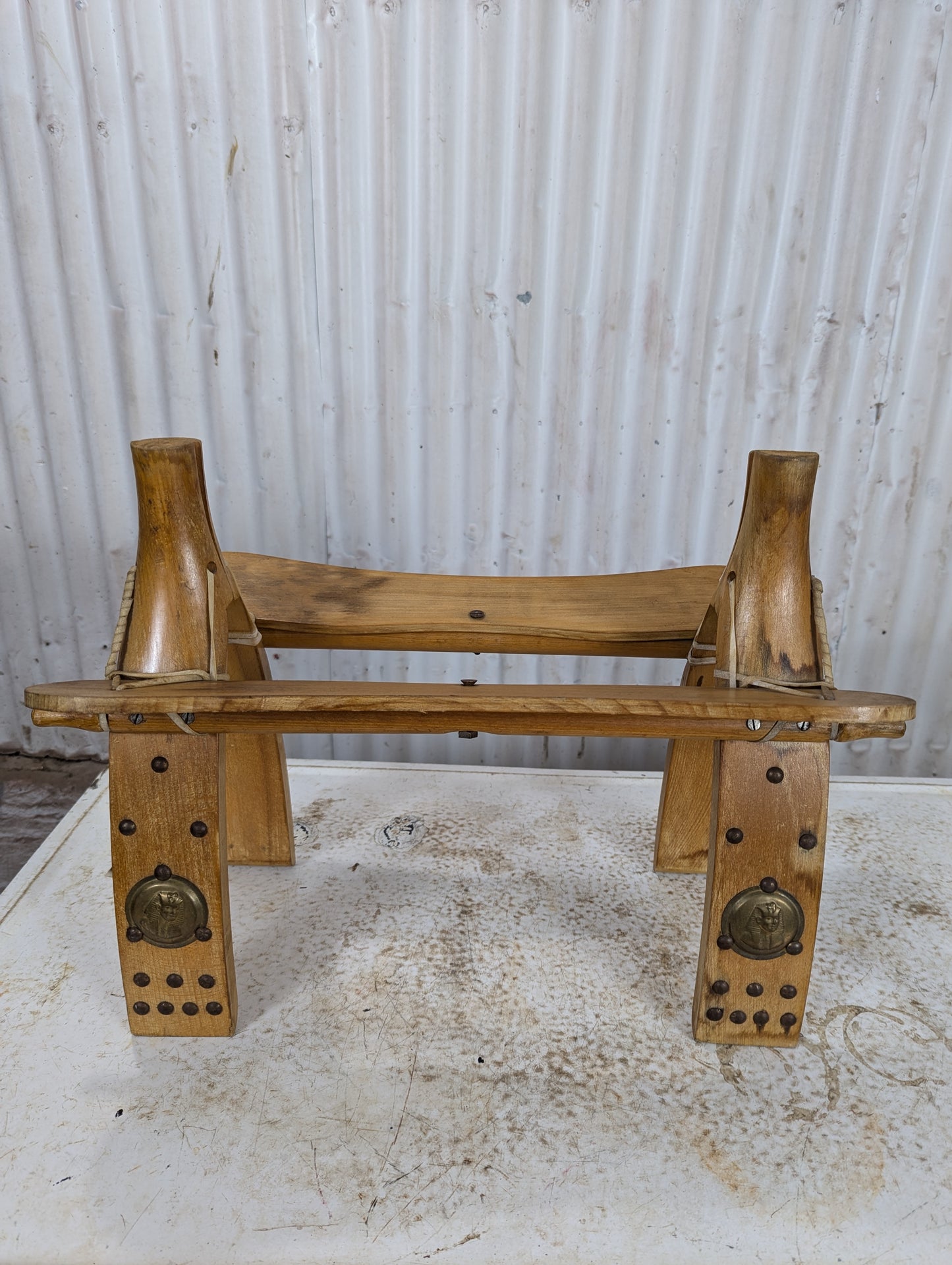 Vintage Wooden Camel Saddle Foot Stool