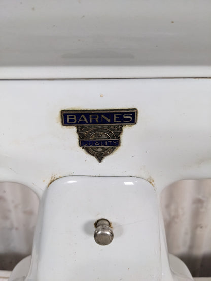 Vintage Porcelain Enamel Barnes Weigh Scale