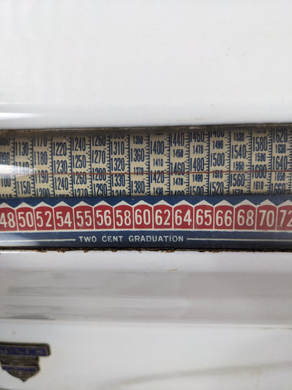 Vintage Porcelain Enamel Barnes Weigh Scale