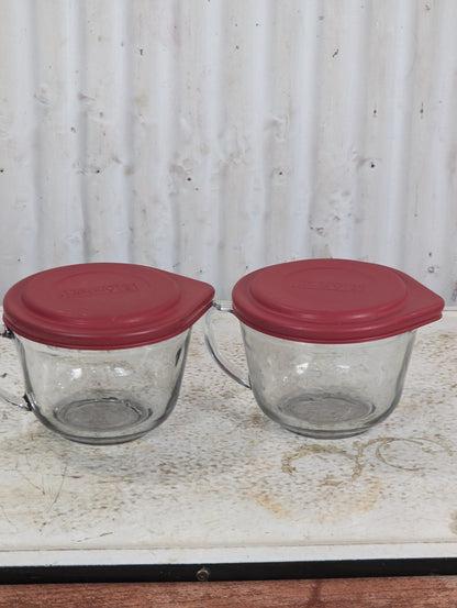 2 Qt. Anchor Hocking Glass Batter Bowls with Lids
