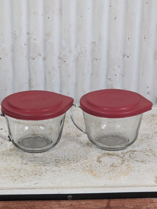 2 Qt. Anchor Hocking Glass Batter Bowls with Lids
