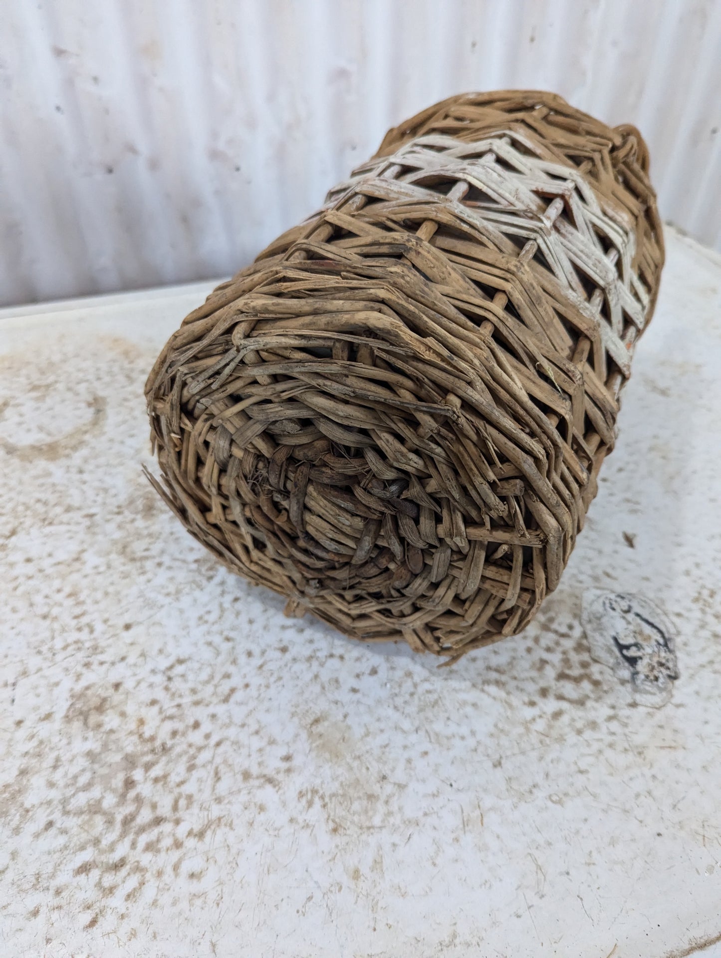 Vintage Royal Navy Rum Crock with Wicker Basket