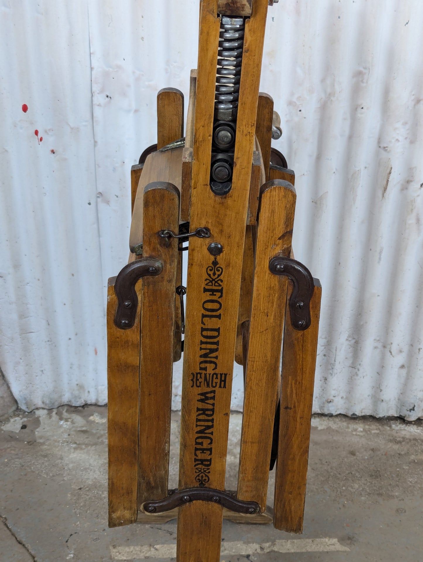 Antique Folding Washtub Bench with Wringer