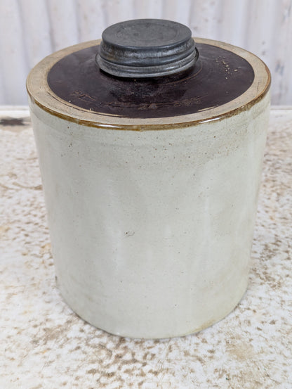 Antique Fruit Canning Crock with Lid